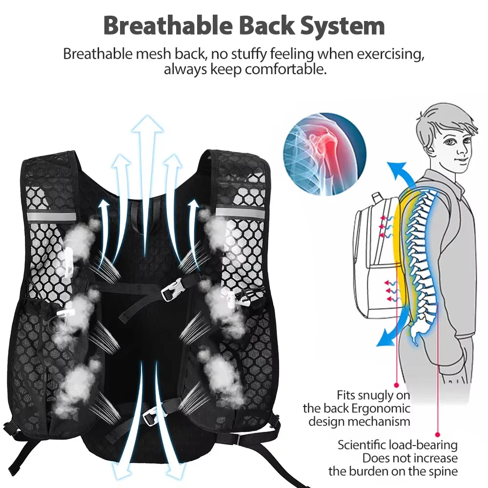 NEWBOLER Breathable Hydration Vest Lightweight Trail Running Backpack