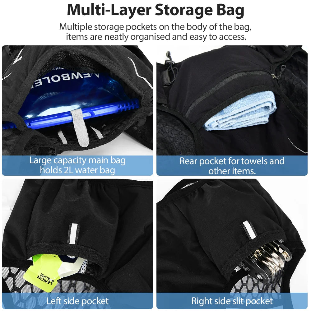 NEWBOLER 10L Lightweight Running Hydration Backpack with 2L Bladder & Soft Bottle