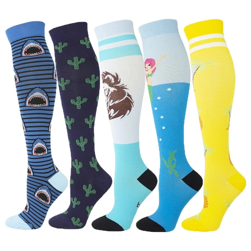3/5/6 Pairs Compression Socks – Unisex Support for Running, Varicose Veins, Pregnancy & Sports