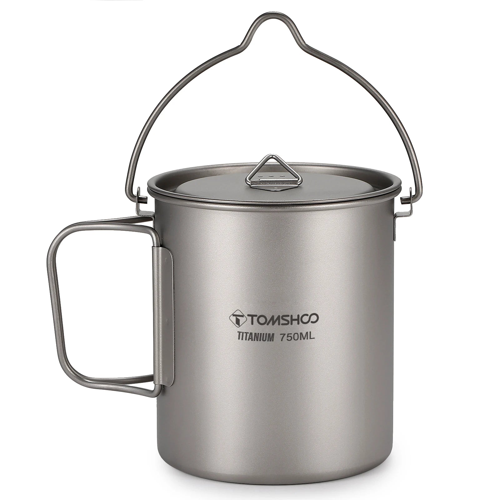 TOMSHOO Titanium Camping Cookware Set 750ml Pot 450ml Cup with Folding Spork