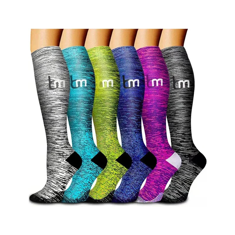 3/5/6 Pairs Compression Socks – Unisex Support for Running, Varicose Veins, Pregnancy & Sports