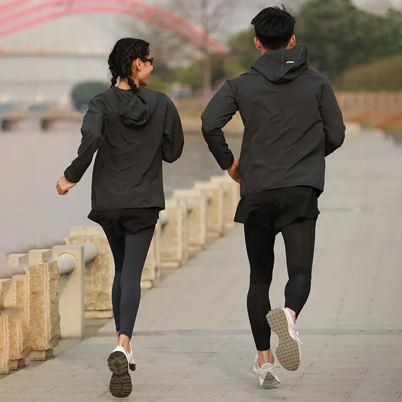 Men’s Lightweight Running Jacket with Hood, Reflective, Quick-Dry for Outdoor Sports, Breathable