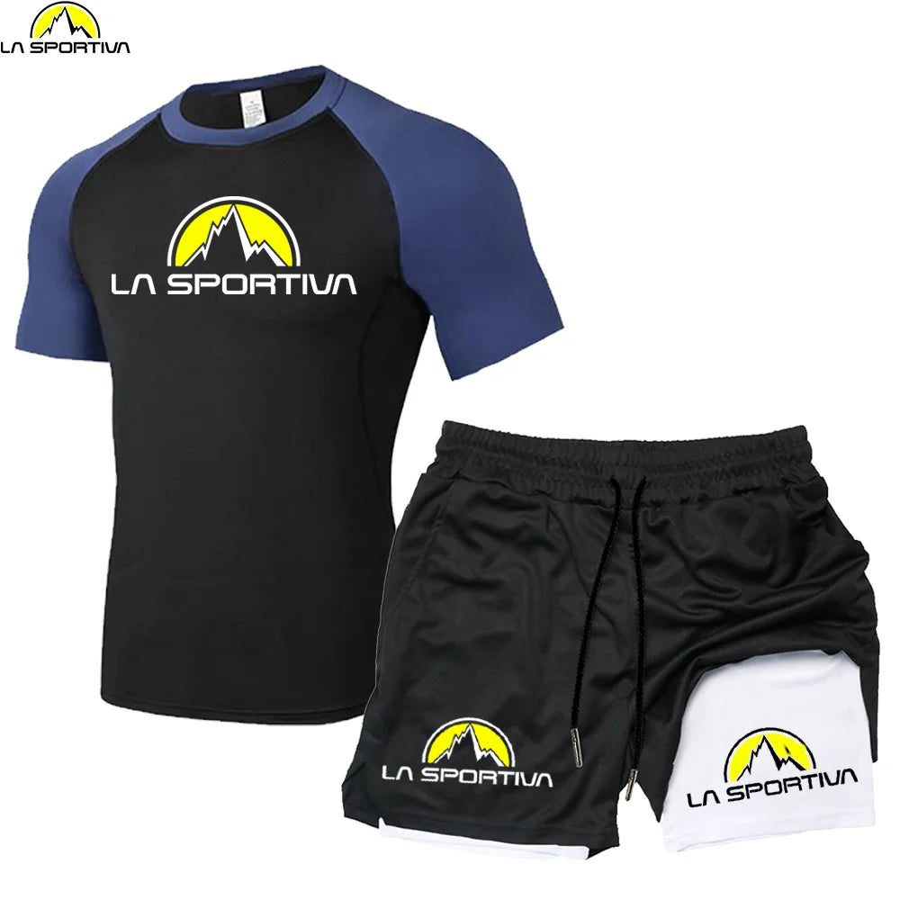 LA SPORTIVA Men’s Compression T-Shirt Set – Quick-Dry Two-Colour Fitness Top