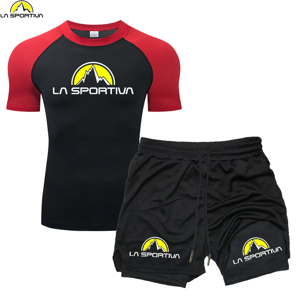 LA SPORTIVA Men’s Compression T-Shirt Set – Quick-Dry Two-Colour Fitness Top