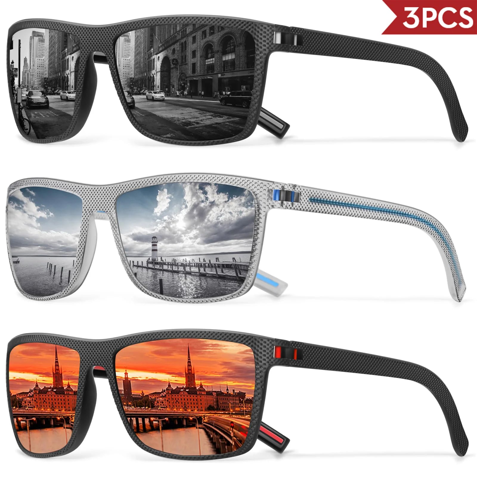 VEGUEROS Polarized Sunglasses UV400 Square Designer Shades for Men & Women