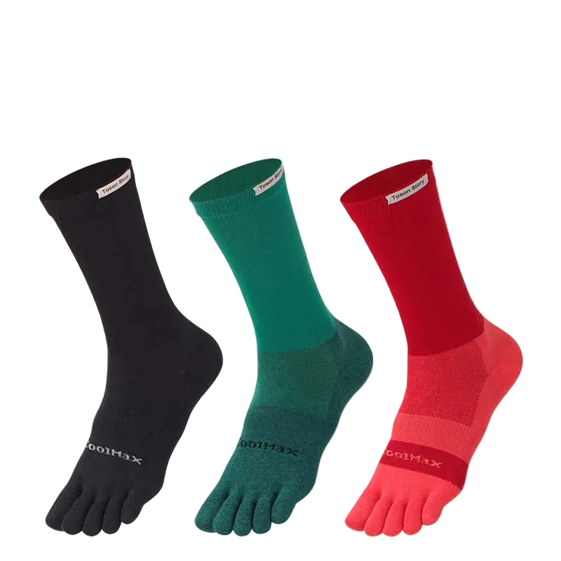 Men’s Five Finger Split Toe Sports Socks Anti-Odour Cotton Knee-High Running Socks