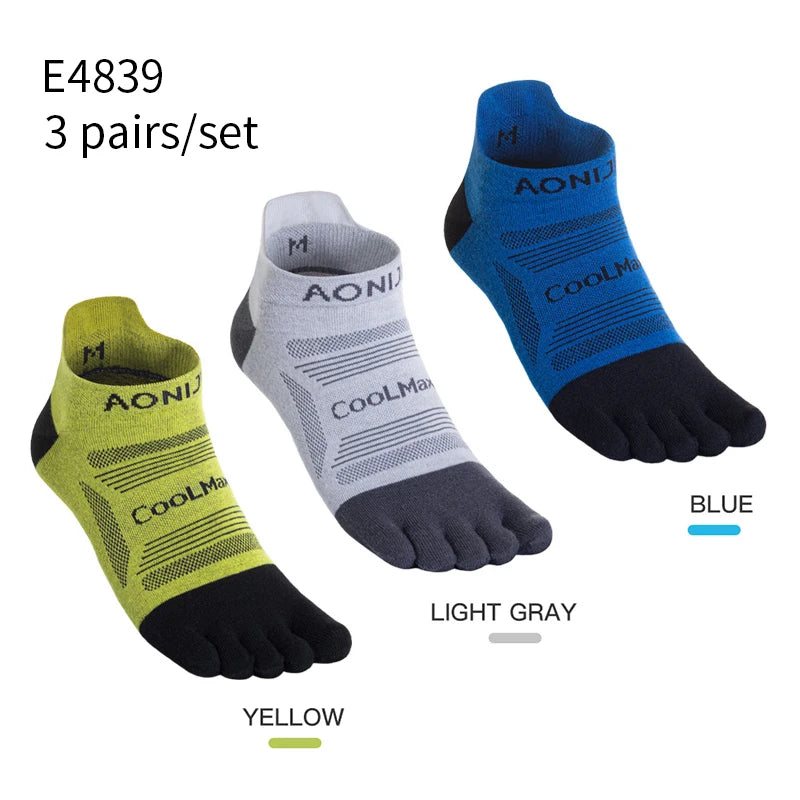 AONIJIE E4801/E4802 Five-Toe Running Socks Low Cut Athletic Toe Socks 3-Pack