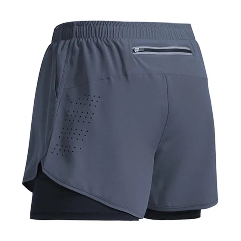 Men's 2-in-1 Double-Decker Sports Shorts – Quick-Dry Gym & Running Activewear