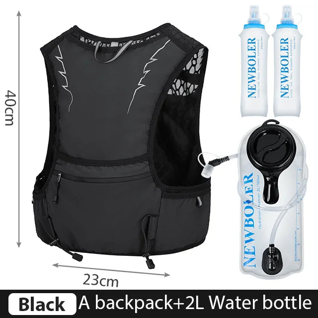 NEWBOLER 10L Lightweight Running Hydration Backpack with 2L Bladder & Soft Bottle