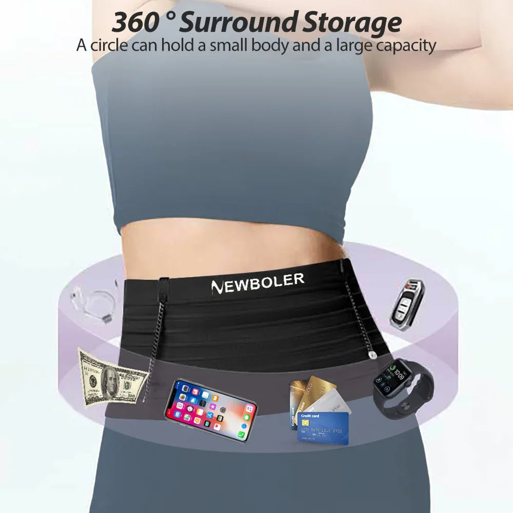 NEWBOLER Elastic Sports Waist Bag Pack Running Race Number Belt