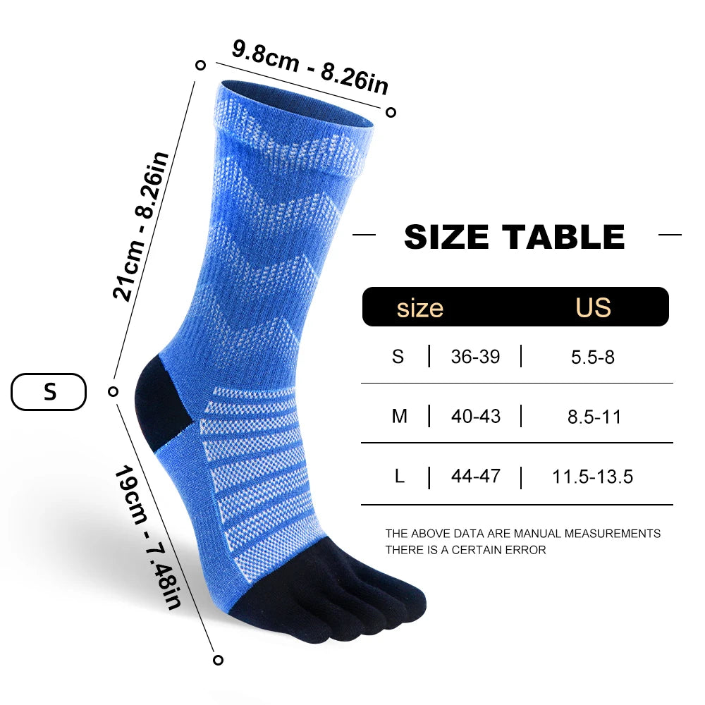 Merino Wool Thermal Toe Socks – Men’s Five-Toe Compression Socks for Hiking, Skiing & Trail Running