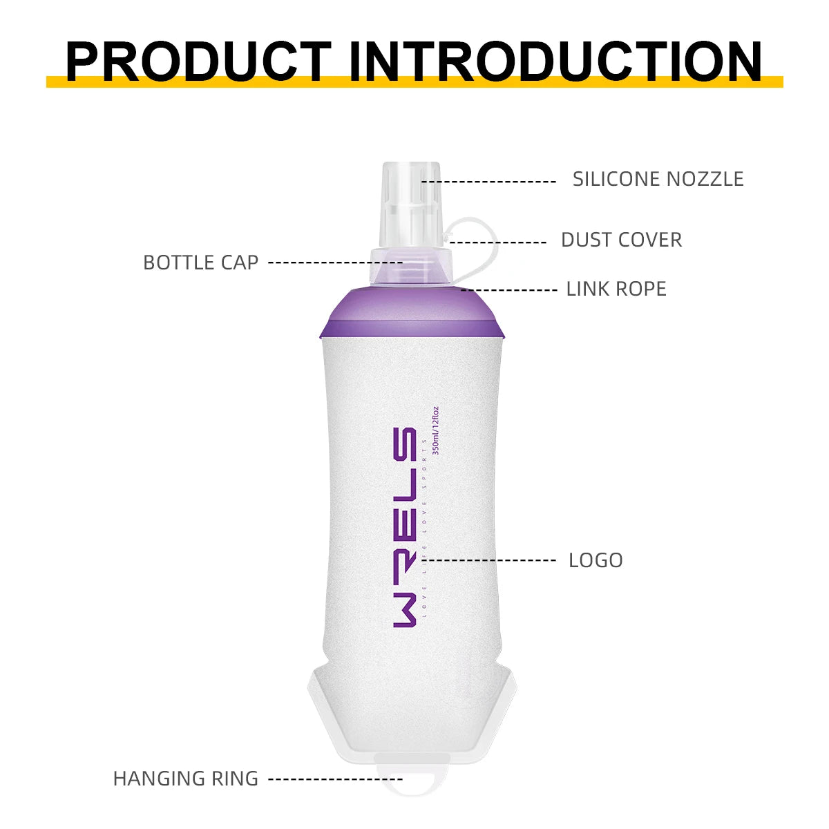 WRELS Outdoor Sport Water Bottle – Lightweight Foldable Soft Flask, BPA-Free for Running & Cycling