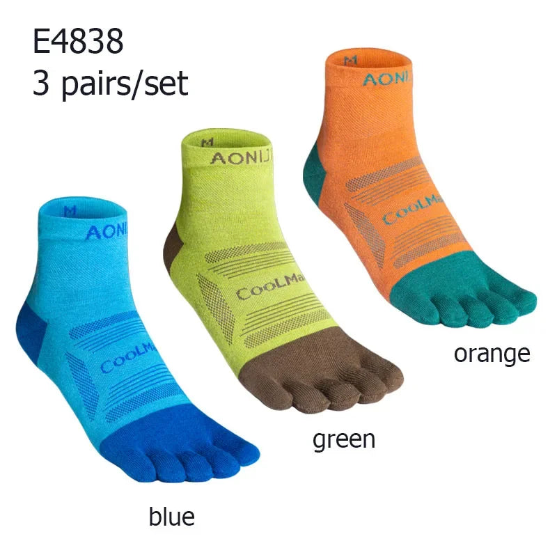 AONIJIE E4801/E4802 Five-Toe Running Socks Low Cut Athletic Toe Socks 3-Pack