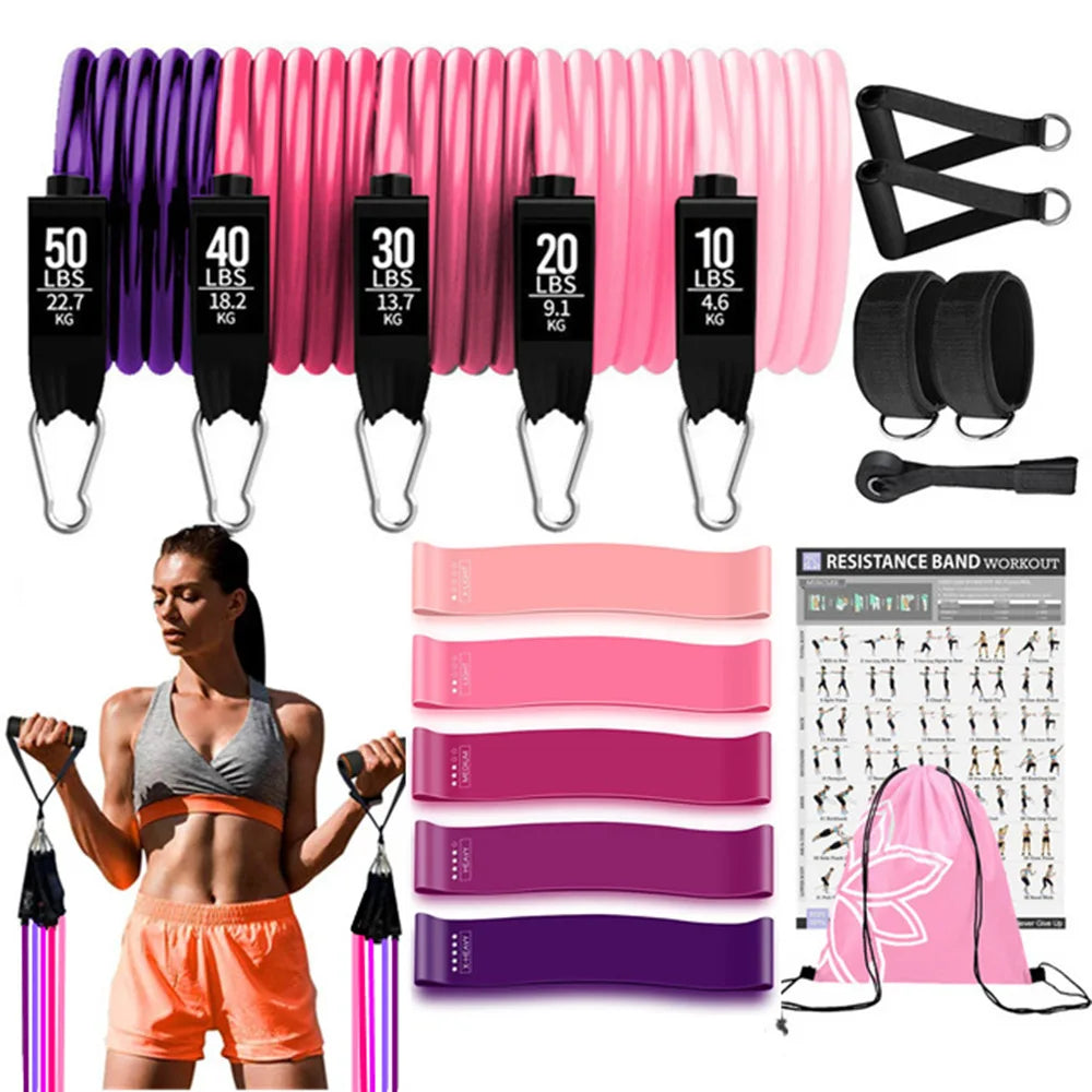 Workout Bar & Resistance Bands Set – Full Body Strength Training for Home & Gym
