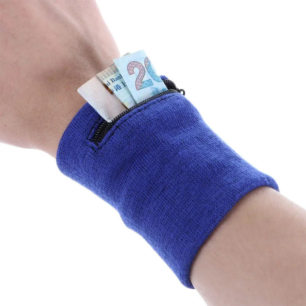 Sports Wristband with Zipper Pocket – Sweatband & Key Holder for Running, Cycling, Travel
