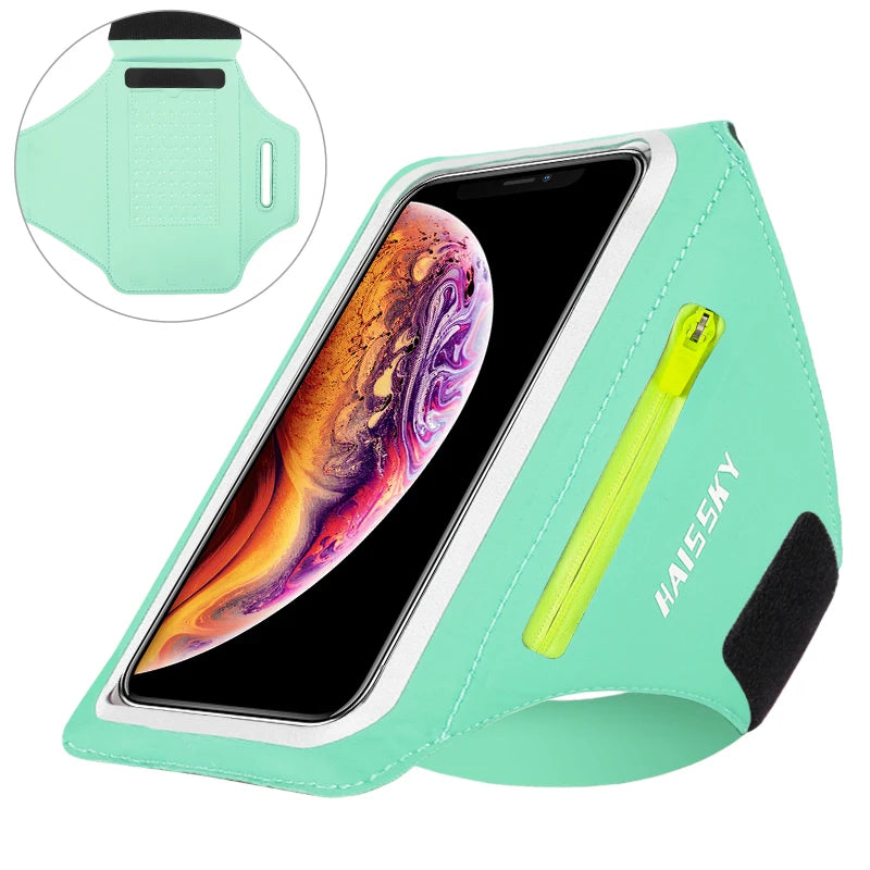 HAISSKY Running Sport Armband with Zipper Pocket for iPhone & Samsung