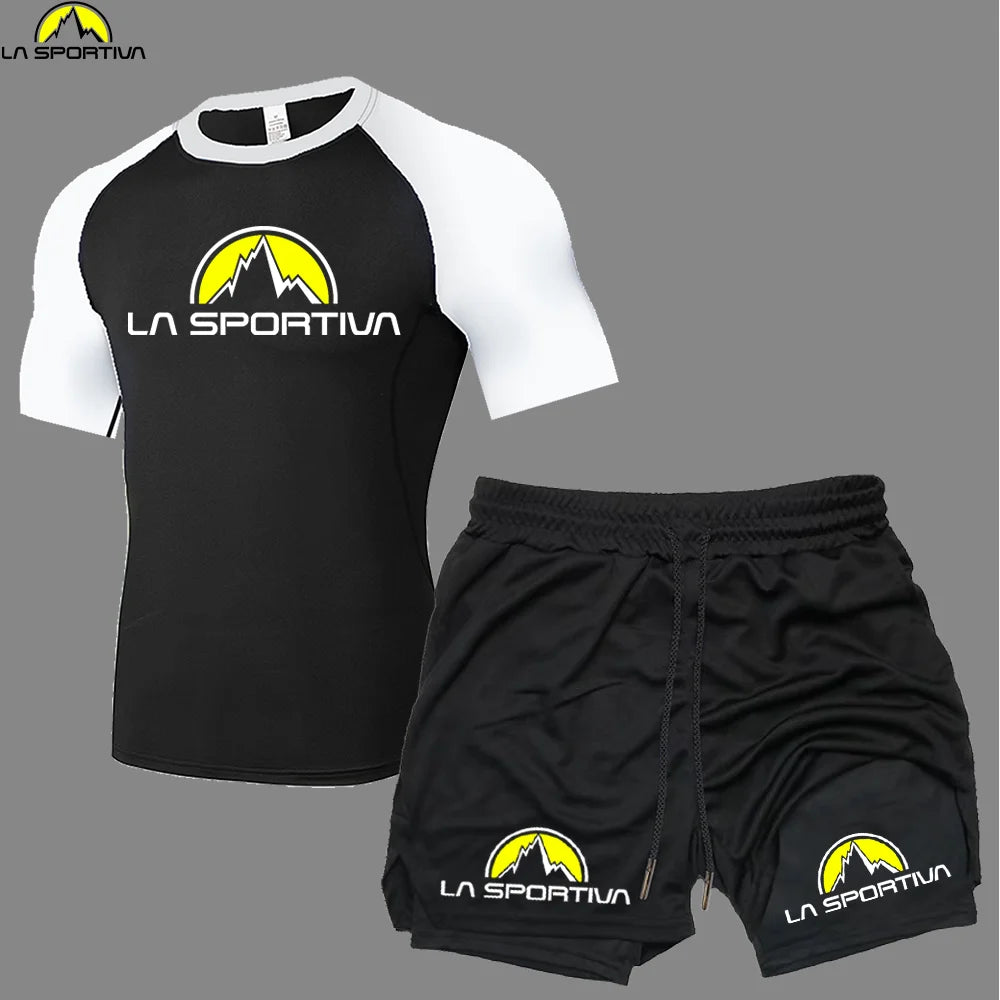 LA SPORTIVA Men’s Compression T-Shirt Set – Quick-Dry Two-Colour Fitness Top