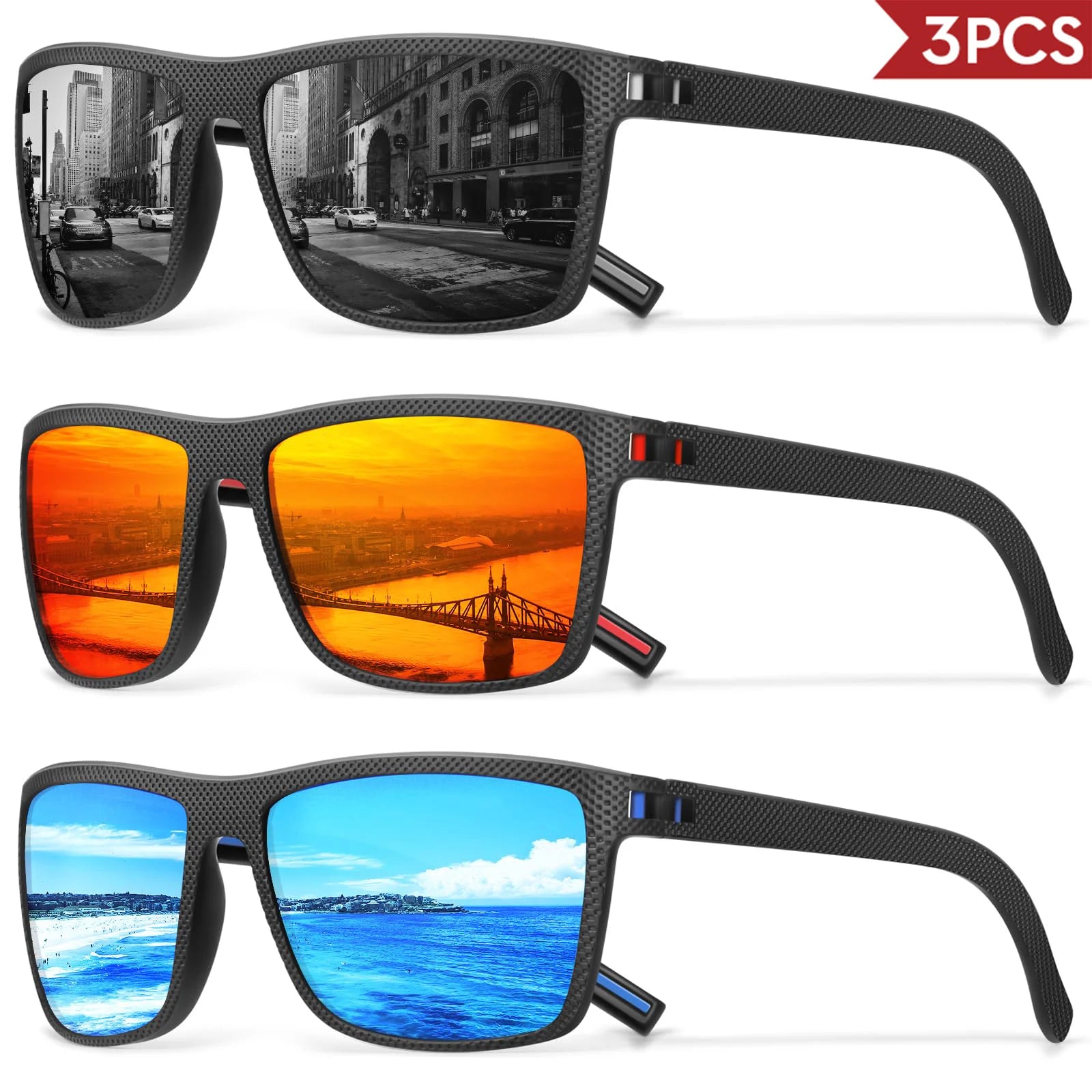 VEGUEROS Polarized Sunglasses UV400 Square Designer Shades for Men & Women