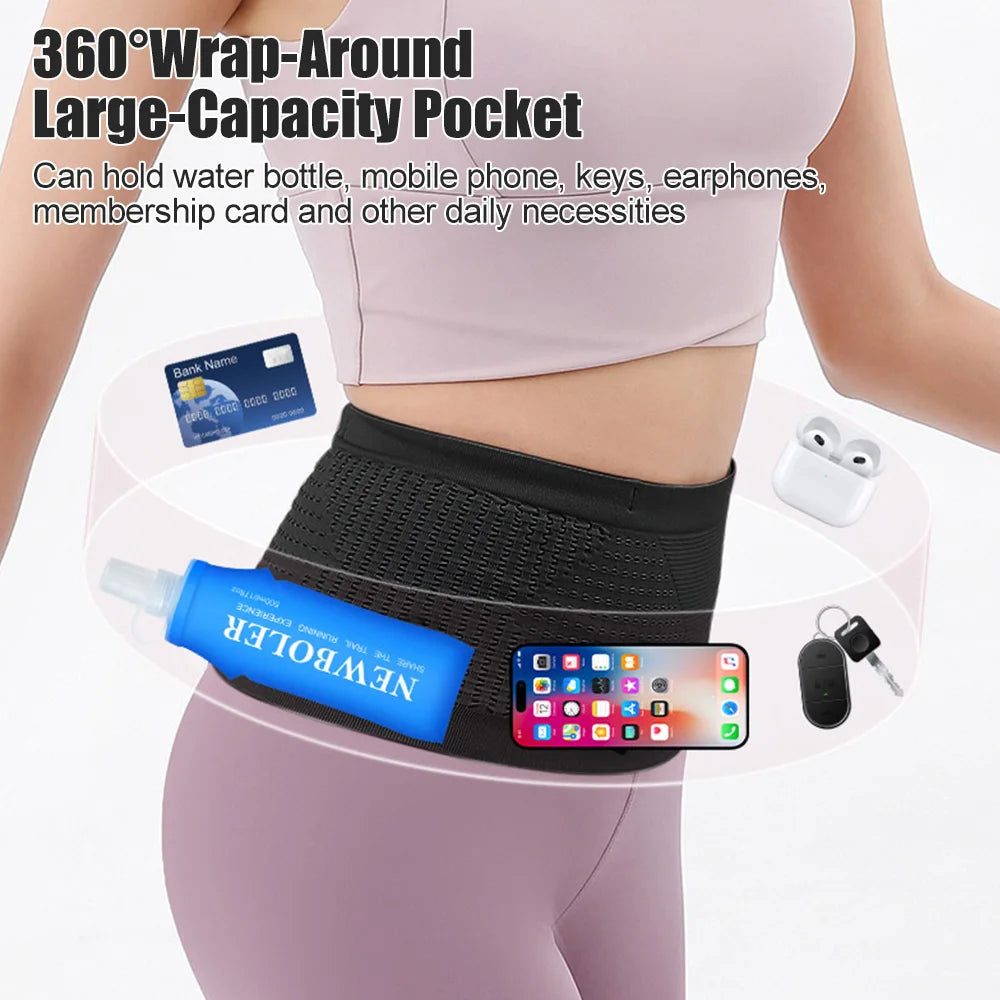 NEWBOLER Running Waist Bag Invisible Hydration Belt with Phone Holder