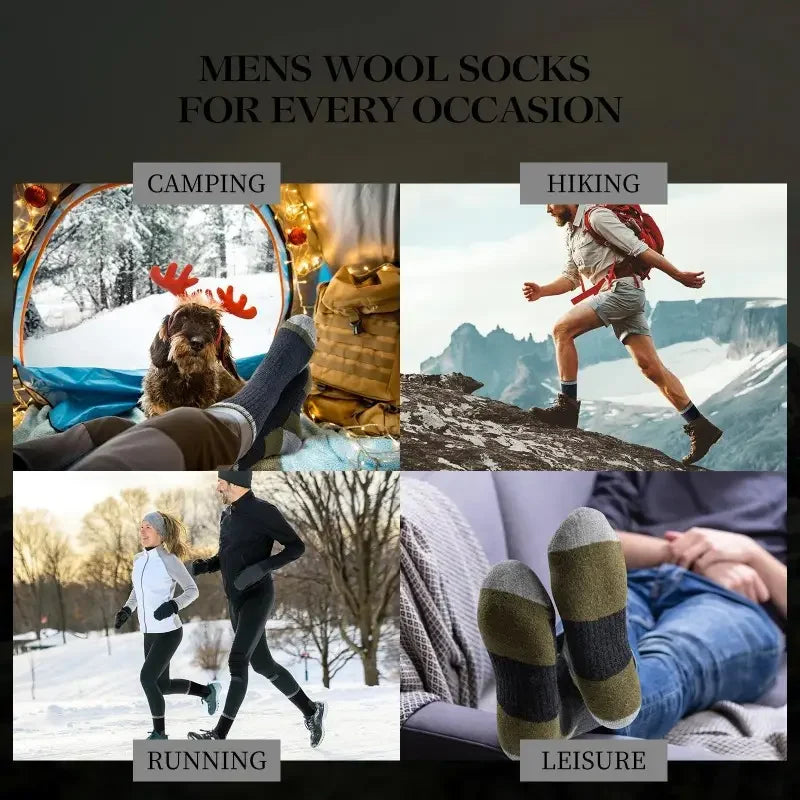 Merino Wool Hiking Socks Thermal Warm Breathable Winter Outdoor Unisex