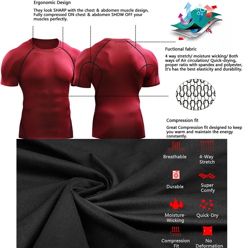 Men’s Compression Sports T-Shirt – Quick-Dry Elastic Running & Gym Training Top 2025