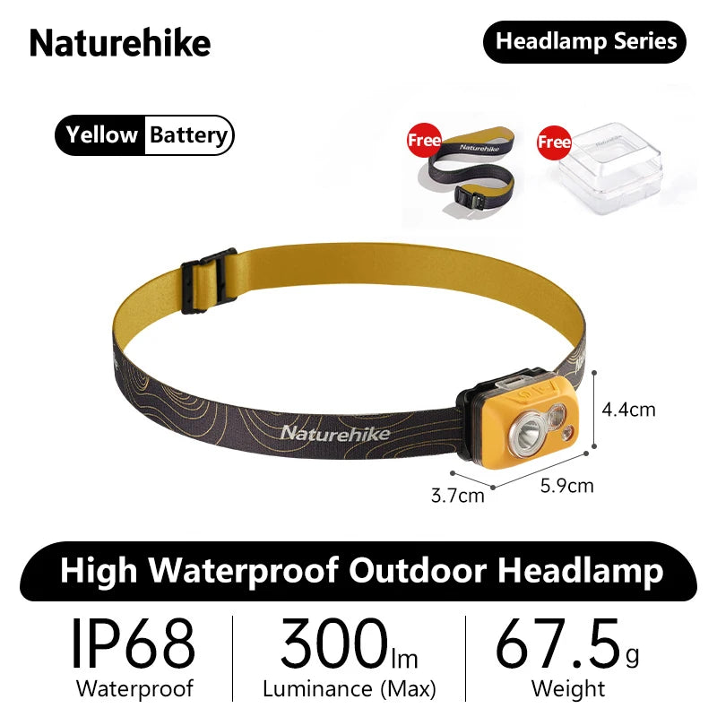 NATUREHIKE High Waterproof Headlamp – 300 Lumen LED Outdoor Headlight for Hiking, Running & Climbing
