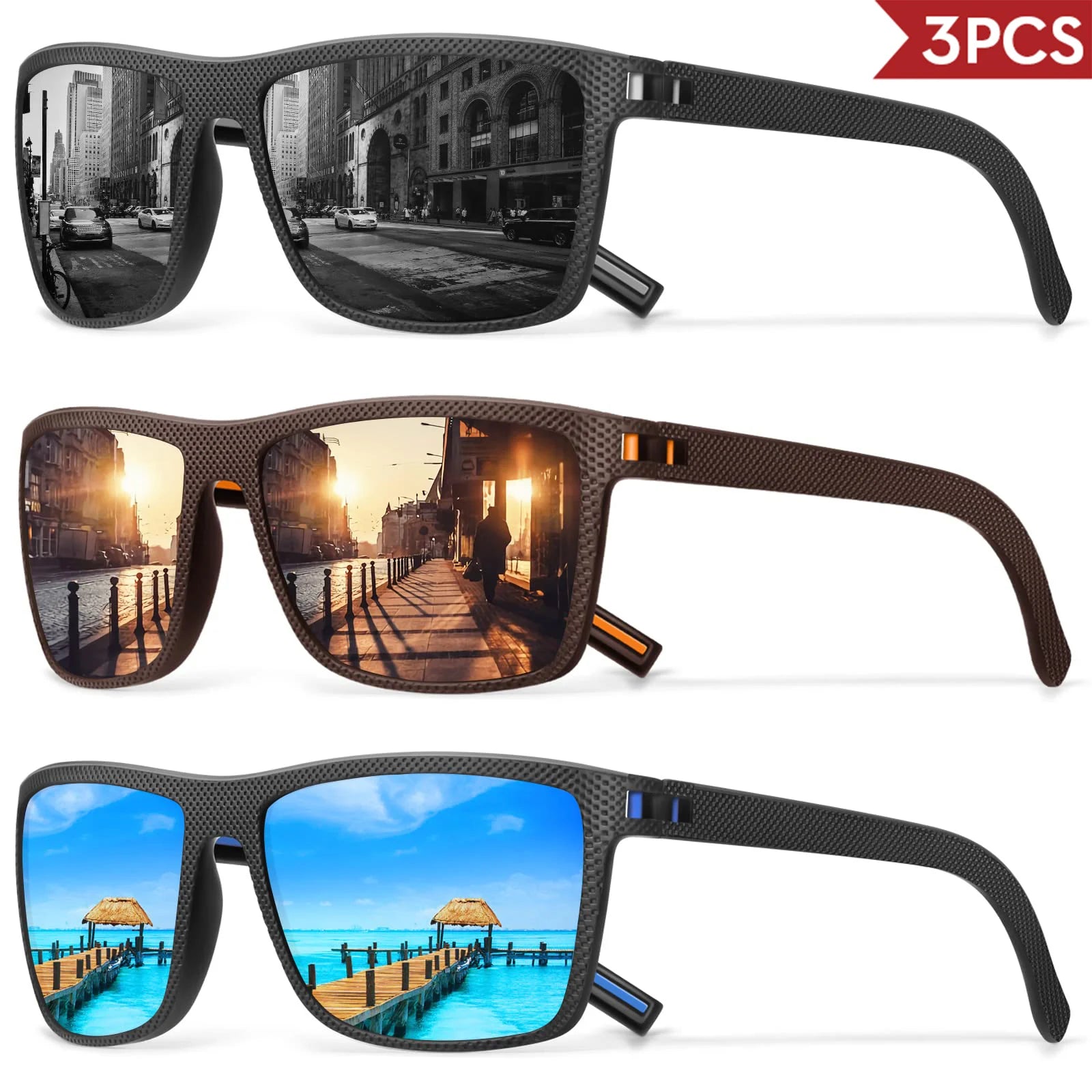 VEGUEROS Polarized Sunglasses UV400 Square Designer Shades for Men & Women
