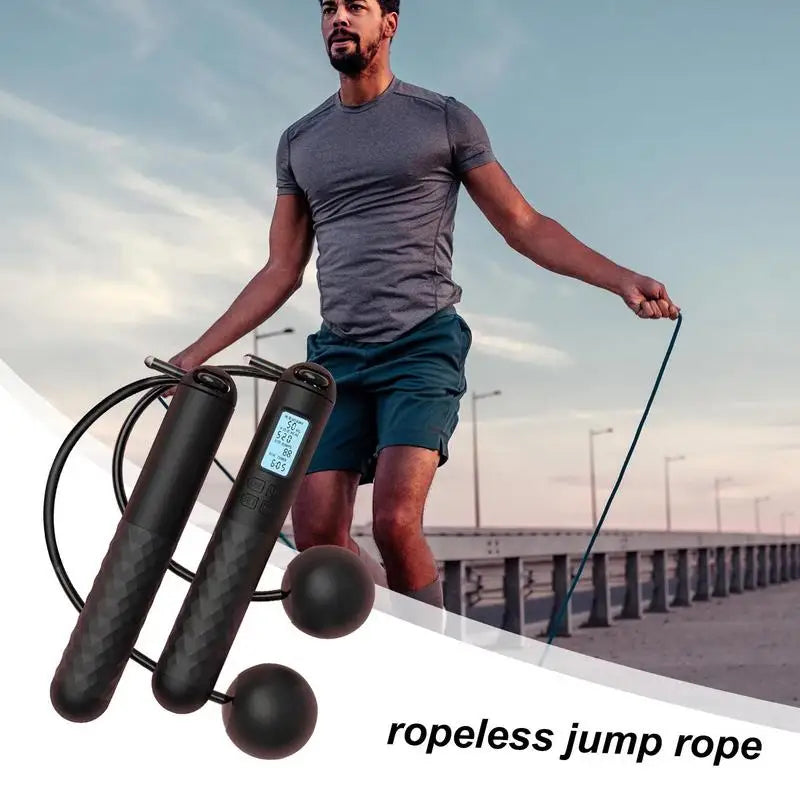 Cordless Weighted Jump Rope with Smart Counter | Ropeless Skipping for Home or Gym Fitness