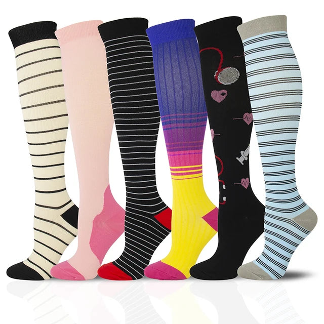 3/5/6 Pairs Compression Socks – Unisex Support for Running, Varicose Veins, Pregnancy & Sports