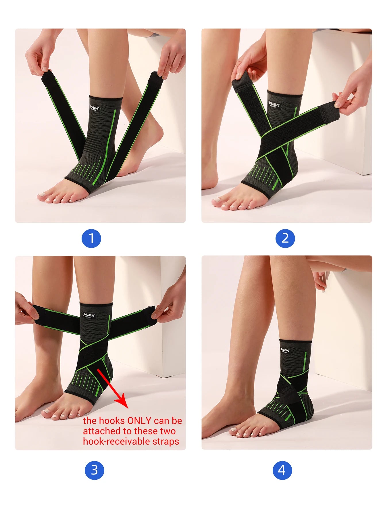 Ankle Brace Compression Sleeve with Adjustable Straps & Arch Support