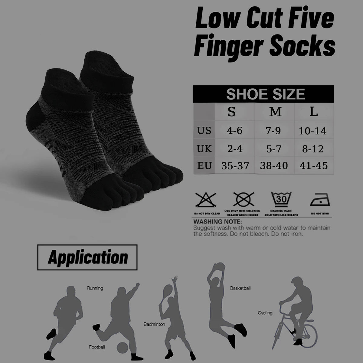 WRELS Five Finger Toe Socks Breathable COOLMAX Running Cycling Sports