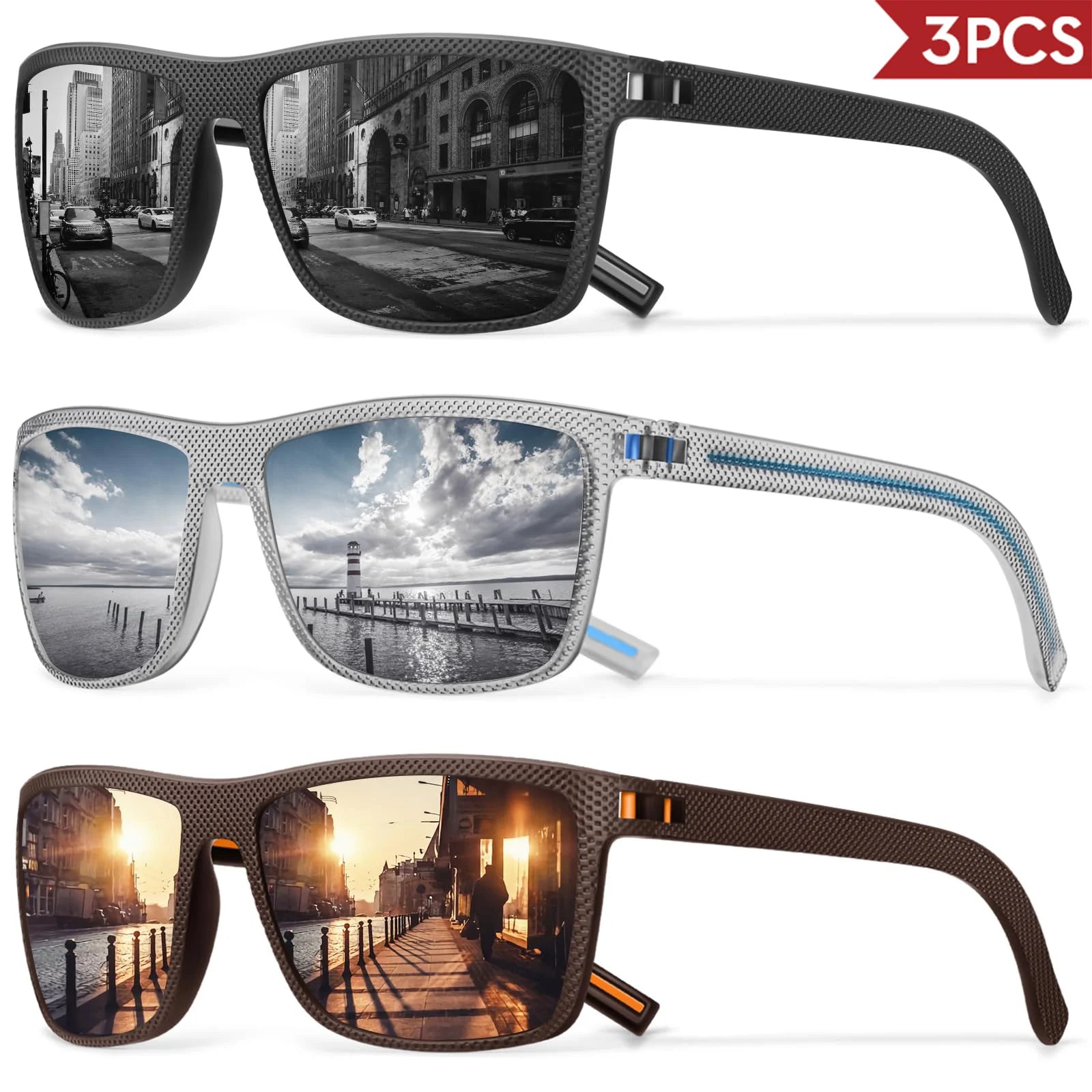 VEGUEROS Polarized Sunglasses UV400 Square Designer Shades for Men & Women