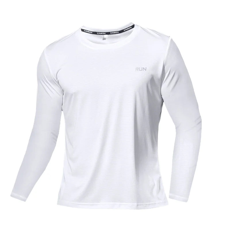 Summer Ice Silk Long Sleeve T-Shirt for Men – Quick Dry, Breathable Sun Protection