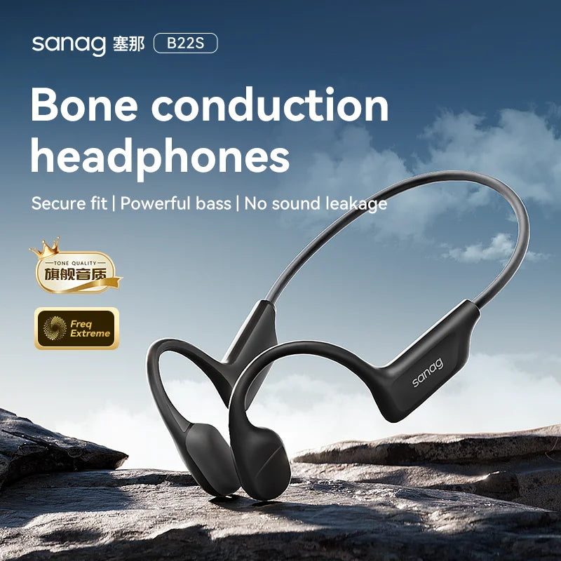 SANAG B22S True Bone Conduction Earphones Open Ear Wireless Sport Headphones HiFi Bass