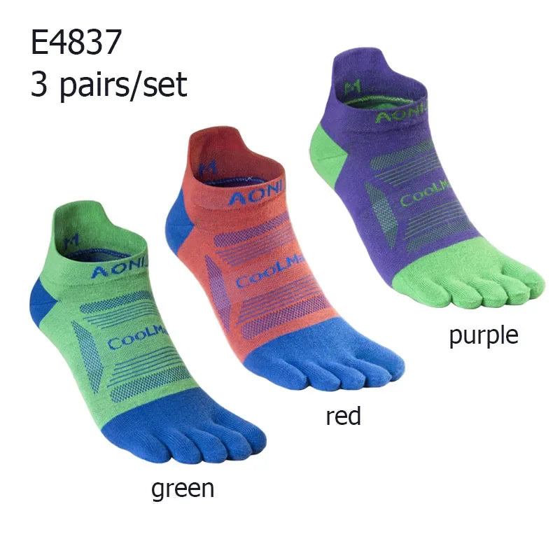 AONIJIE E4801/E4802 Five-Toe Running Socks Low Cut Athletic Toe Socks 3-Pack