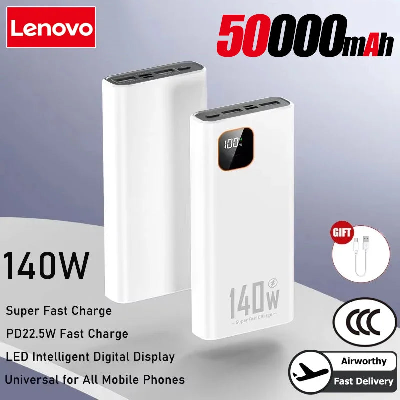 LENOVO 140W Power Bank High Capacity Portable Charger with Fast Charging & Display