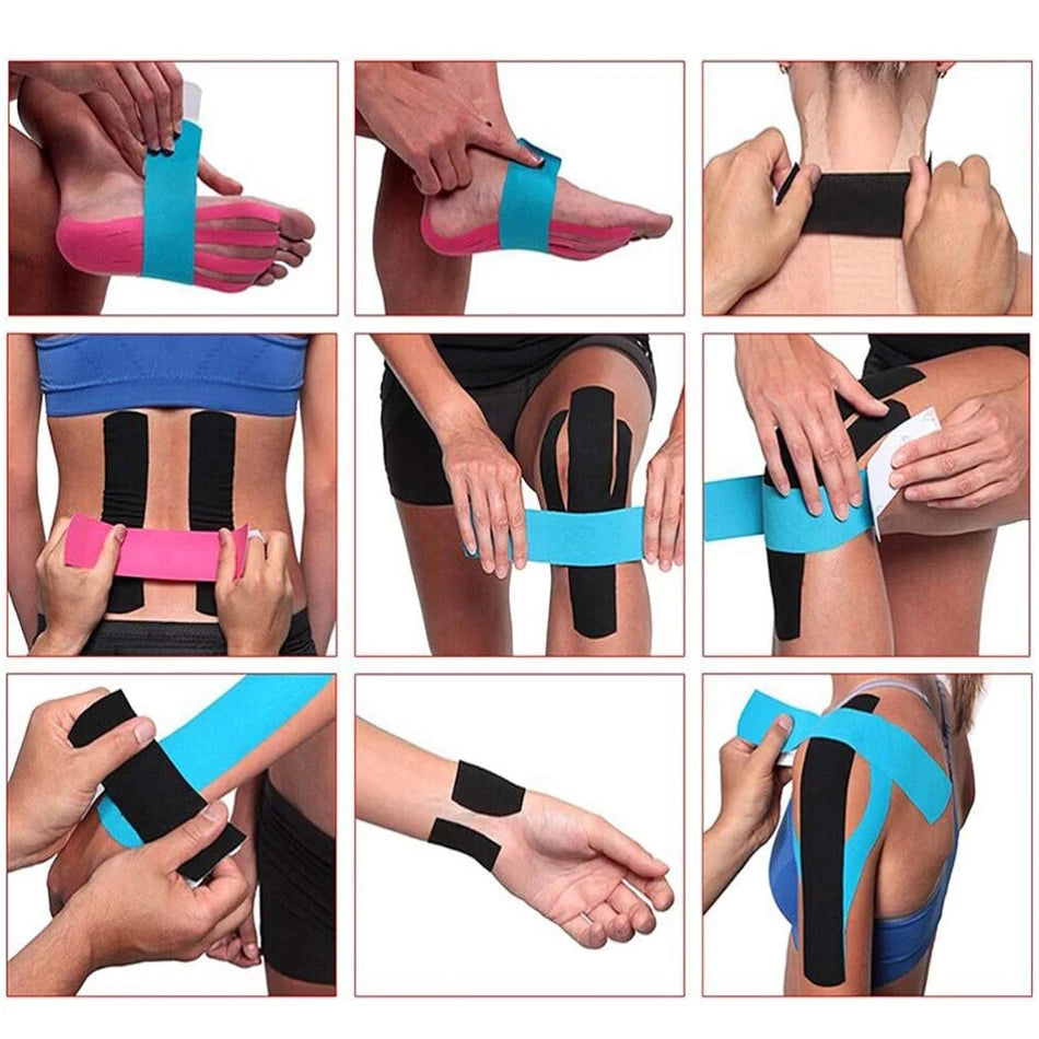 Kinesiology Tape | 5 Sizes of Elastic Athletic Recovery Tape for Muscle Support and Pain Relief