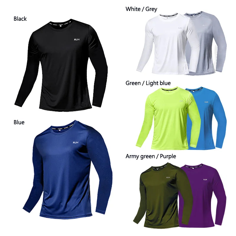 Summer Ice Silk Long Sleeve T-Shirt for Men – Quick Dry, Breathable Sun Protection
