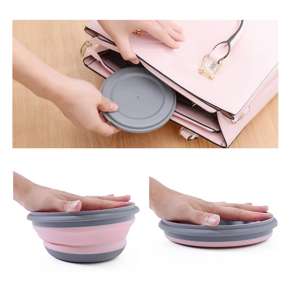 Portable Folding Silicone Lunch Box Set 3Pcs Collapsible Camping Food Containers with Lids
