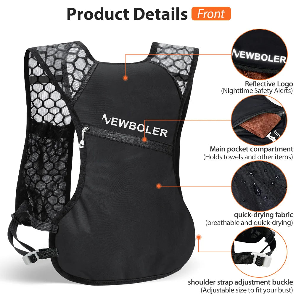 NEWBOLER Ultralight Trail Running Hydration Vest Backpack with Bottle