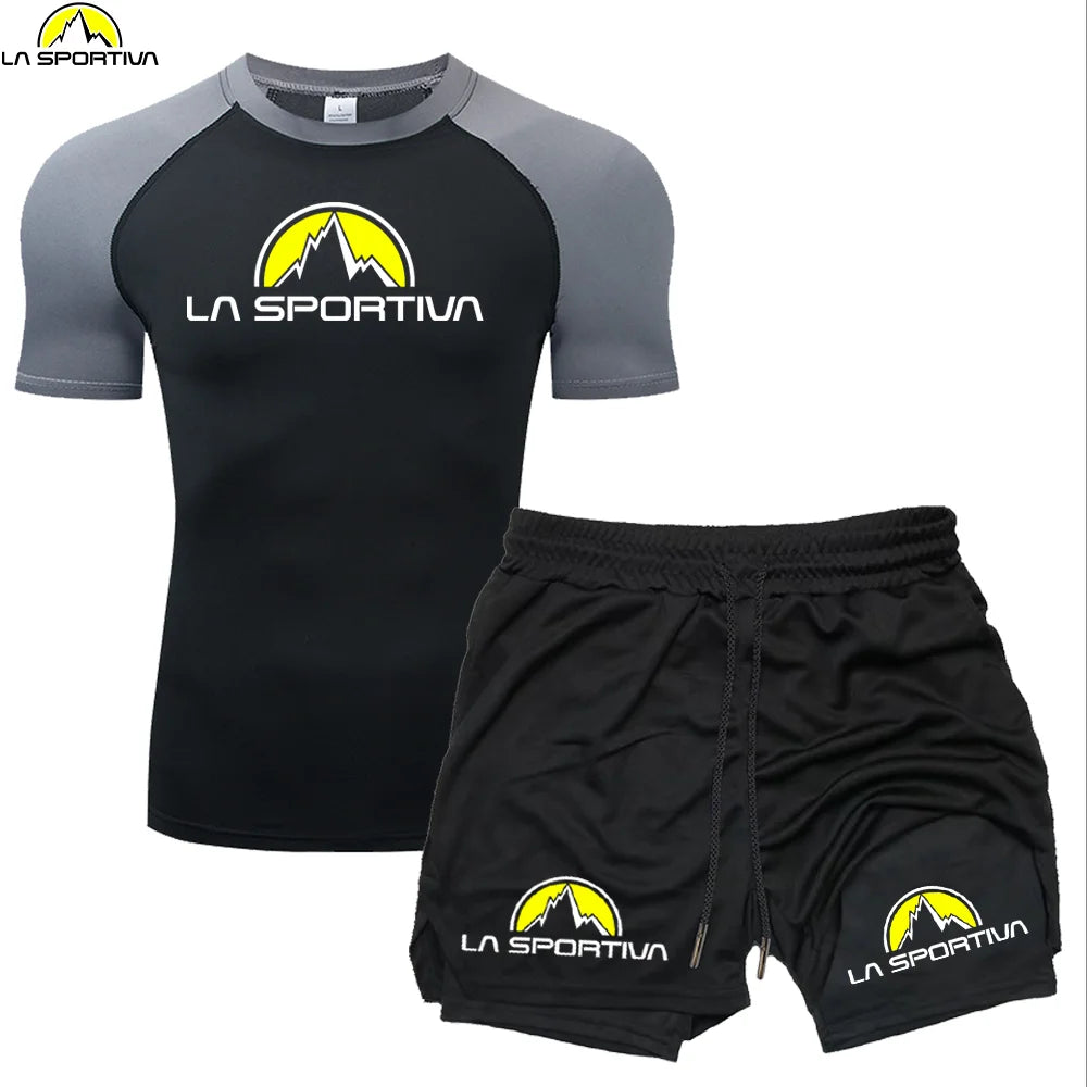 LA SPORTIVA Men’s Compression T-Shirt Set – Quick-Dry Two-Colour Fitness Top