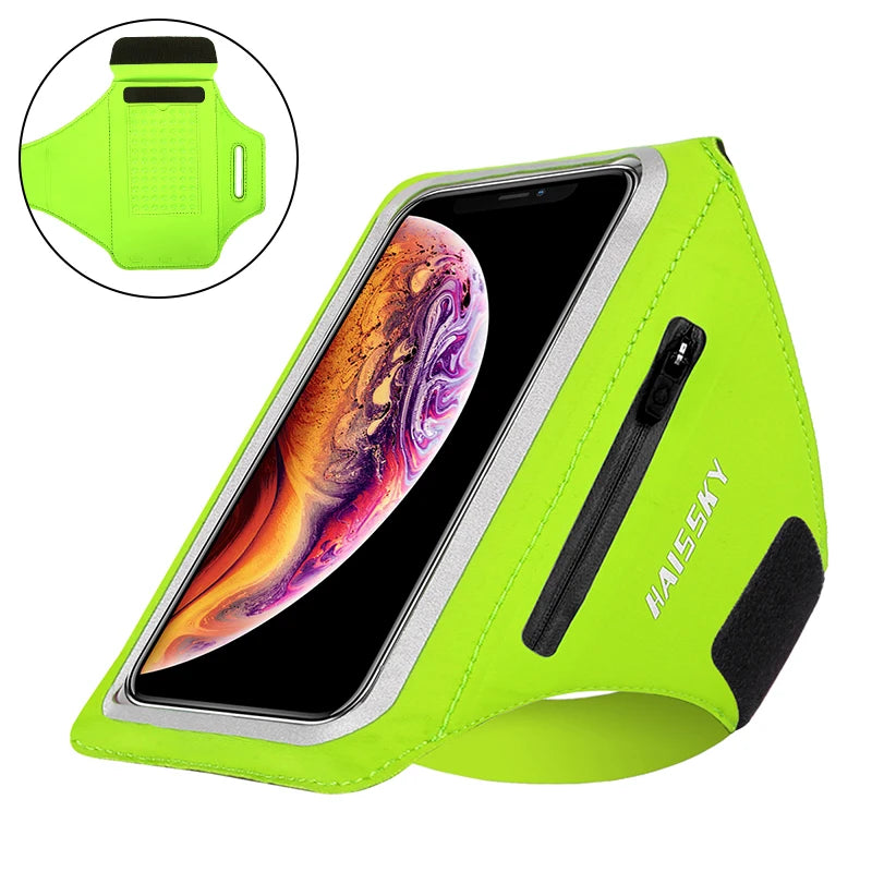 HAISSKY Running Sport Armband with Zipper Pocket for iPhone & Samsung