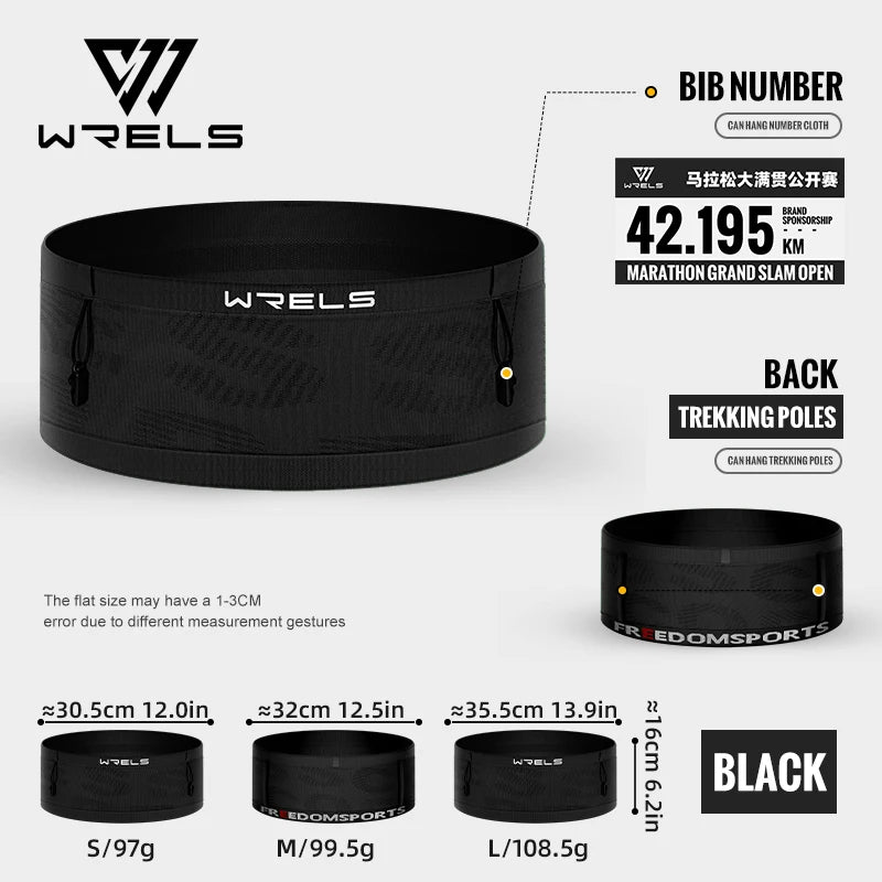 WRELS Running Waist Bag Lightweight Breathable Belt Phone Holder Hydration Pack