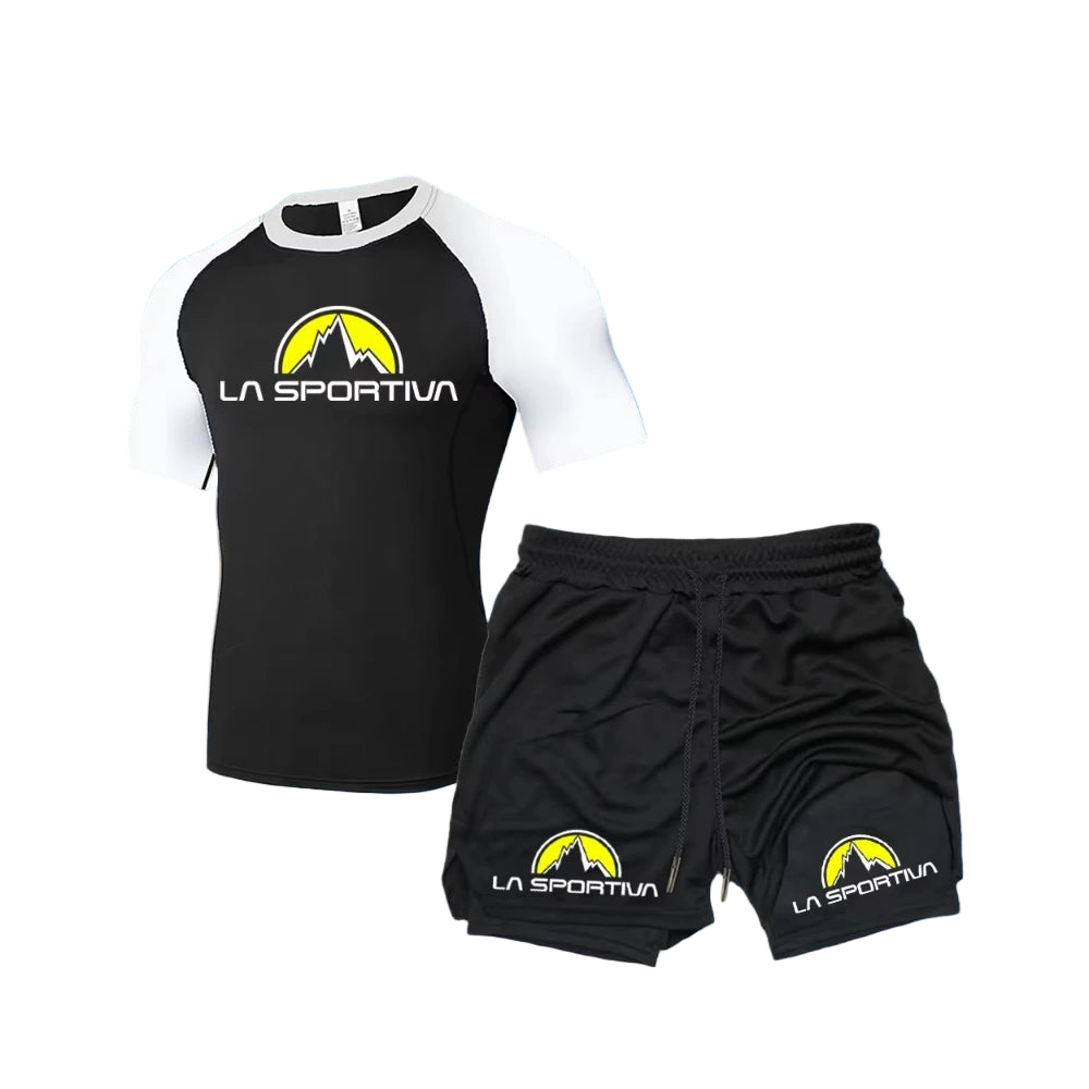 LA SPORTIVA Men’s Compression T-Shirt Set – Quick-Dry Two-Colour Fitness Top