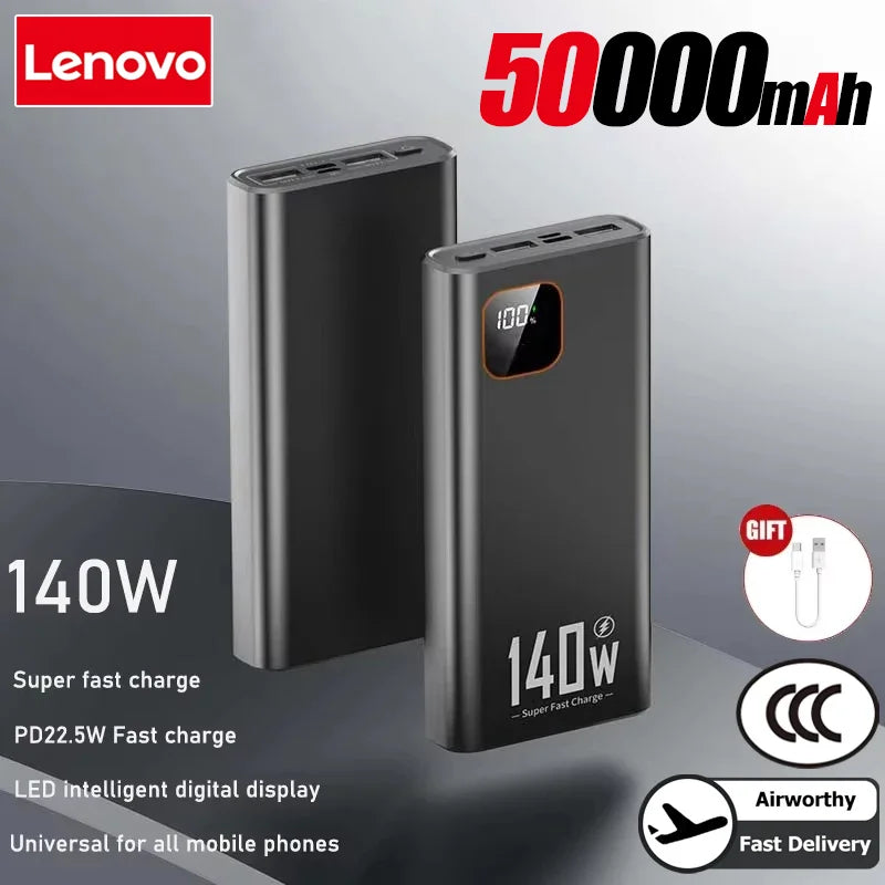 LENOVO 140W Power Bank High Capacity Portable Charger with Fast Charging & Display