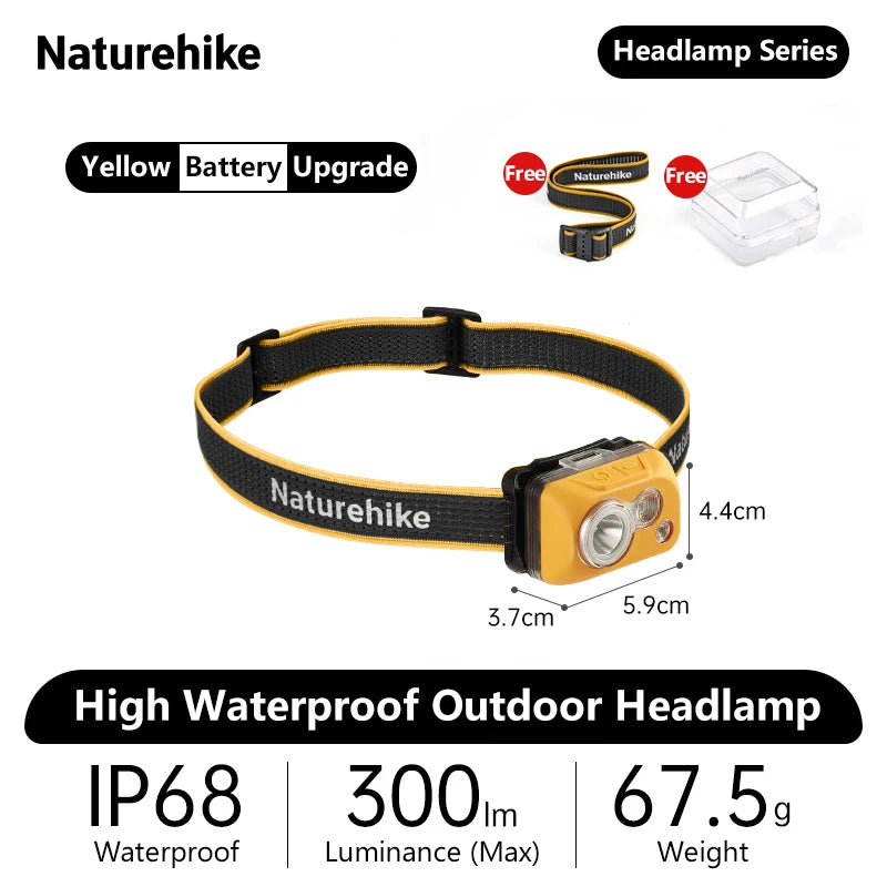 NATUREHIKE High Waterproof Headlamp – 300 Lumen LED Outdoor Headlight for Hiking, Running & Climbing