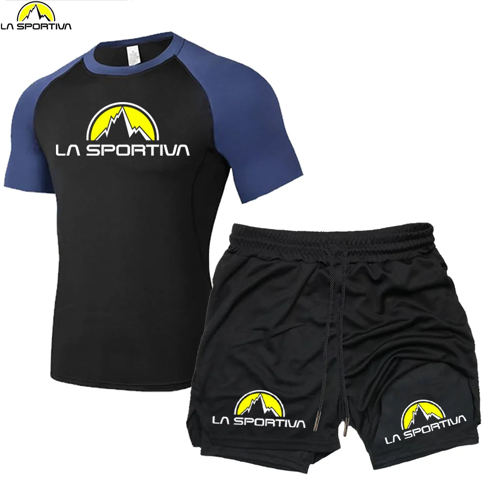 LA SPORTIVA Men’s Compression T-Shirt Set – Quick-Dry Two-Colour Fitness Top