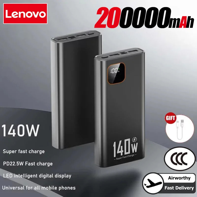 LENOVO 140W Power Bank High Capacity Portable Charger with Fast Charging & Display
