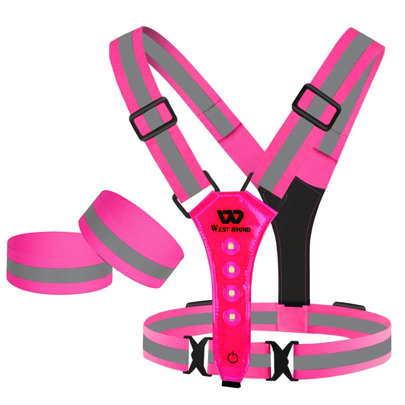 USB Rechargeable LED Reflective Vest | Adjustable High Visibility Safety Vest for Night Running