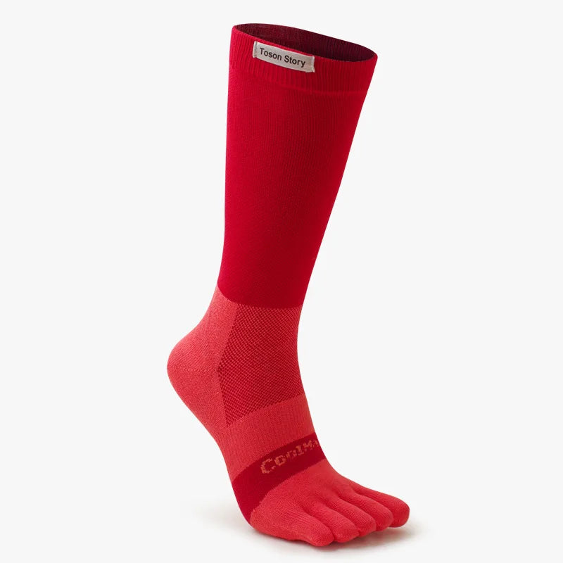 Men’s Five Finger Split Toe Sports Socks Anti-Odour Cotton Knee-High Running Socks